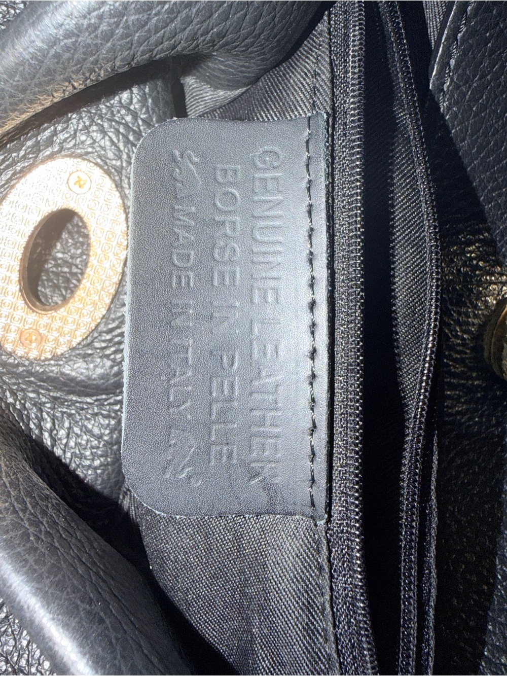 Black Leather Shoulder Bag with Gold Hardware - Picture 5 of 6